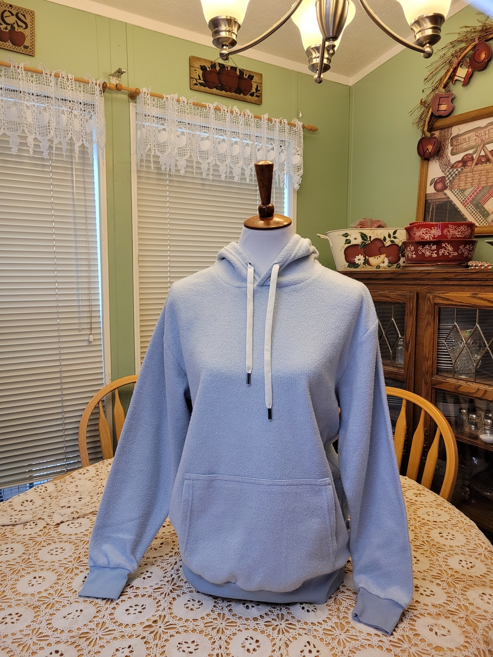 Light Blue Fleece Pullover Hoodie